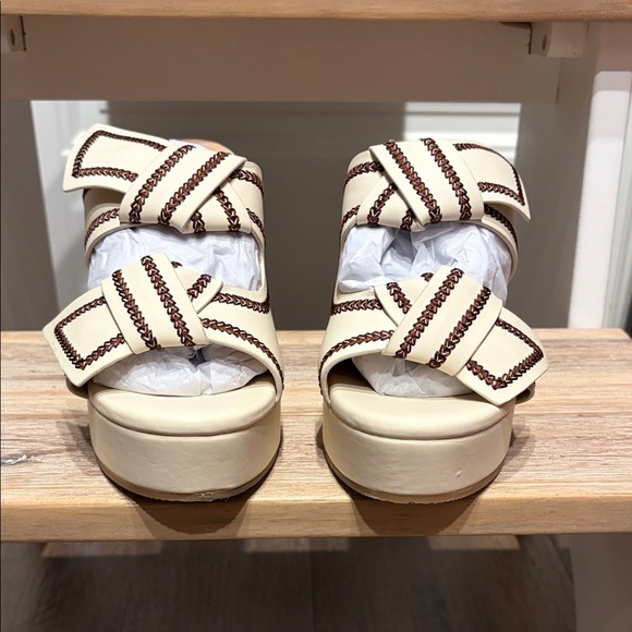 ShuShop Cream and Brown Women's Platform Sandals - Picture 2 of 8